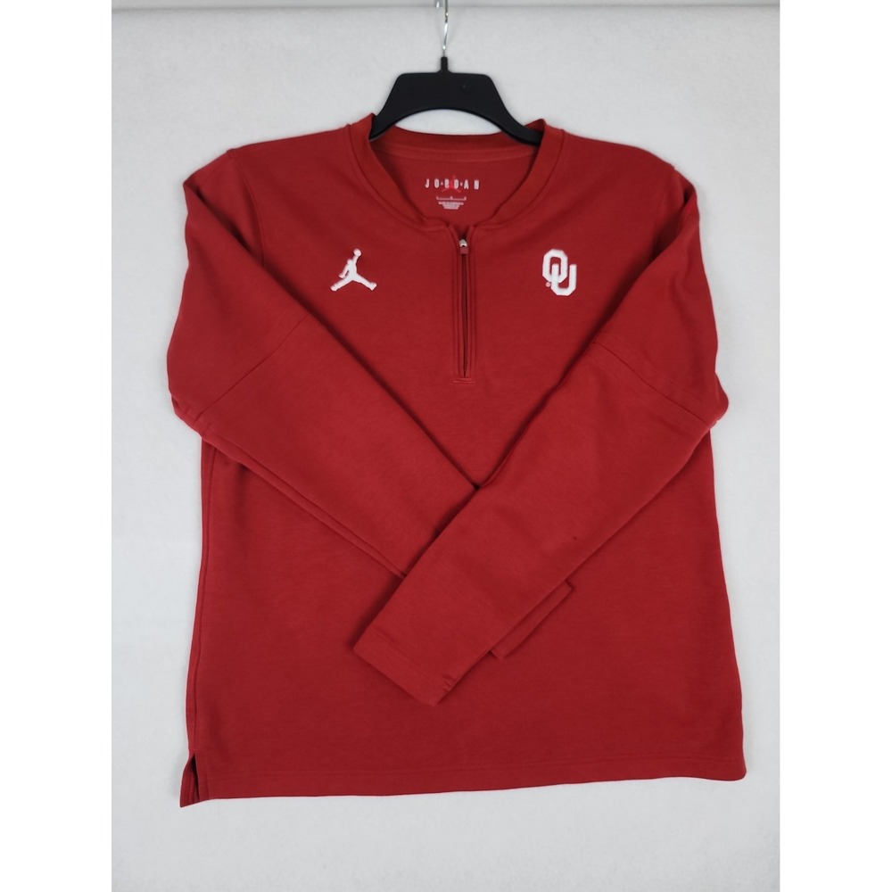 Air Jordan 1/4 Zip Pullover Mens L Red Oklahoma Sooners OU Long-sleeve Football
